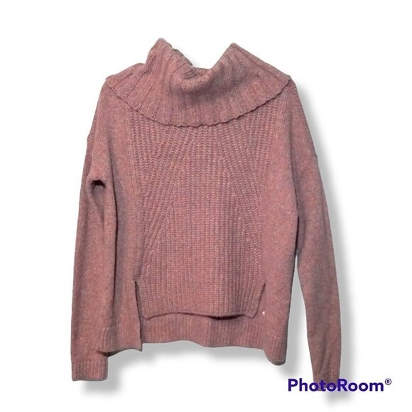 Express X-Small Cowl Neck Cropped Knit Sweater-Pink-Purple-Chunky-Cozy - Picture 1 of 4